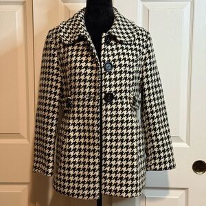 Hydraulic Black and White Houndstooth Pea Coat
